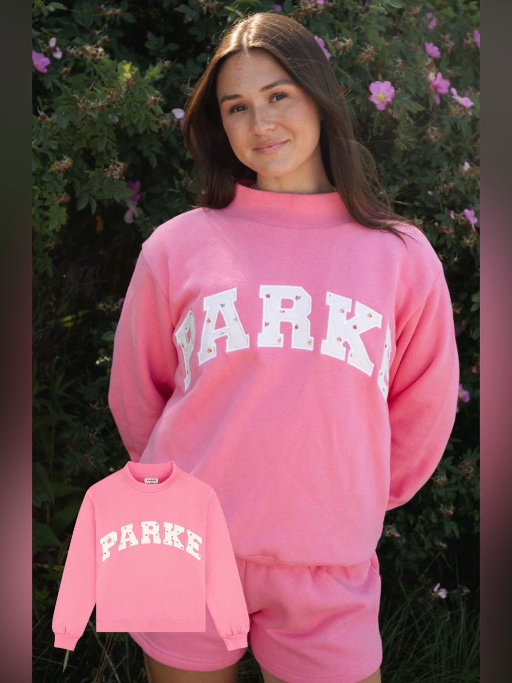 PARKE Heritage Varsity Mockneck Bloom + Sunset Floral S/M